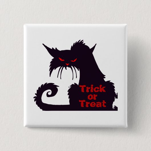 Trick oder Treat Black Cat Button (Vorderseite)