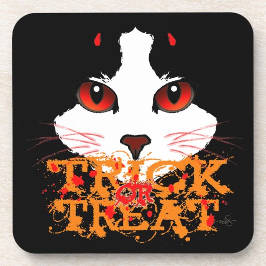 Trick oder Treat Black Cat Getränkeuntersetzer (Vorderseite)