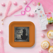 Trick oder Treat Black Cat Halloween Papierplatte Pappteller (Party)