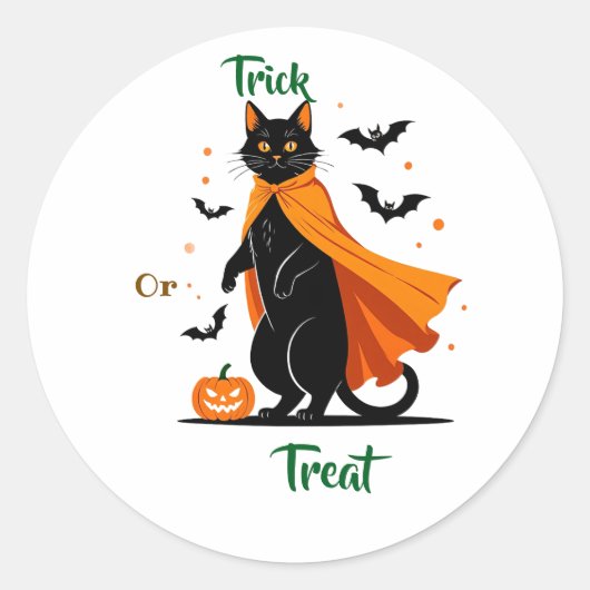 Trick oder Treat Black Cat Halloween Sticker (Vorderseite)