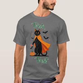 Trick oder Treat Black Cat Halloween T - Shirt