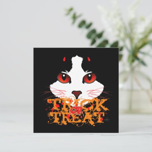 Trick oder Treat Black Cat Karte (Stehend Vorderseite)