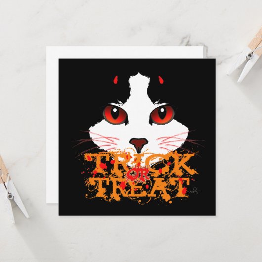 Trick oder Treat Black Cat Karte (Vorderseite/Rückseite Beispiel)