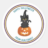Trick oder Treat Black Cat & lustige Pumpkin Hallo Runder Aufkleber (Vorderseite)