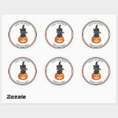 Trick oder Treat Black Cat & lustige Pumpkin Hallo Runder Aufkleber (Blatt)