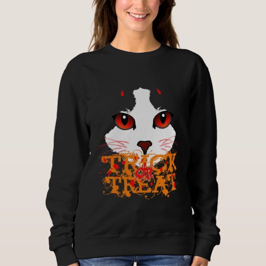 Trick oder Treat Black Cat Sweatshirt (Vorderseite)