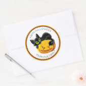 Trick oder Treat Black Cat und Beängstigendes Kürb Runder Aufkleber (Umschlag)