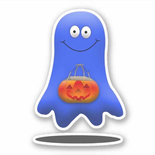 Trick oder Treat Blue Ghost Halloween Aufkleber (Vorderseite)
