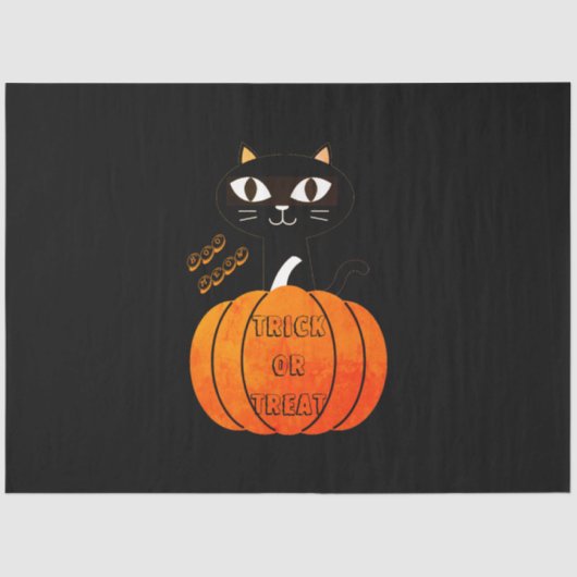 Trick oder Treat Boo Beängstigend Dark Black Cat H Seidenpapier (Vorderseite)
