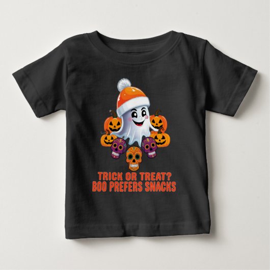 Trick oder Treat Boo Funny Quote Halloween-Party Baby T-shirt (Vorderseite)