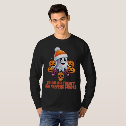 Trick oder Treat Boo Funny Quote Halloween-Party T-Shirt (Vorne ganz)