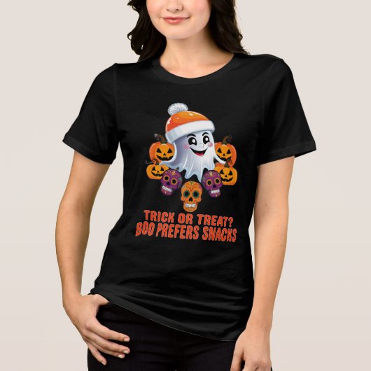 Trick oder Treat Boo Funny Quote Halloween-Party Tri-Blend Shirt (Vorderseite)