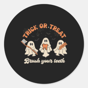 Trick oder Treat Brush Ihre Zähne Halloween Dental Runder Aufkleber