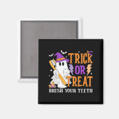 Trick oder Treat Brush Ihre Zähne Niedlich Ghost H Magnet (Vorderseite/Rückseite)