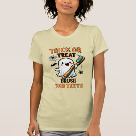 Trick oder Treat Brush Ihre Zähne Niedliches Hallo T-Shirt
