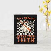 Trick oder Treat Brush your Teeth Dentist Hallowee Karte (Gelbe Blume)