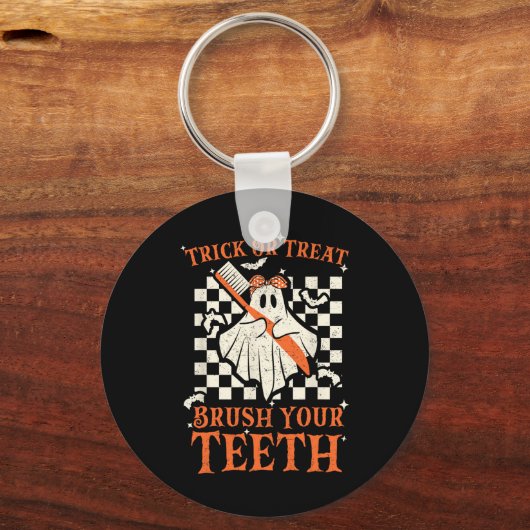 Trick oder Treat Brush your Teeth Dentist Hallowee Schlüsselanhänger (Vorderseite)
