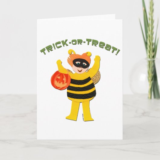 Trick oder Treat Bumble Bekleidung Halloween Karte (Vorderseite)