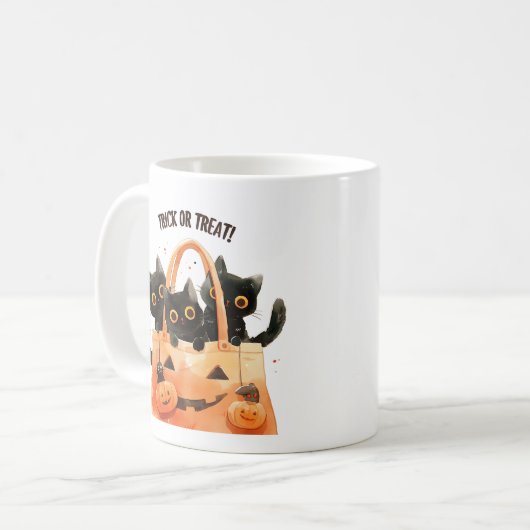 Trick oder Treat - Candy Bag Cat Tasse (Vorderseite Links)