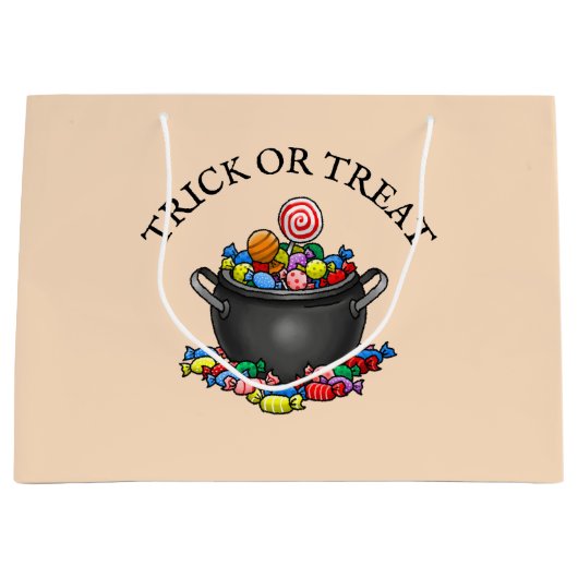 Trick oder Treat Candy Cauldron Große Geschenktüte (Vorderseite)