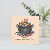 Trick oder Treat Candy Cauldron Karte (Stehend Vorderseite)
