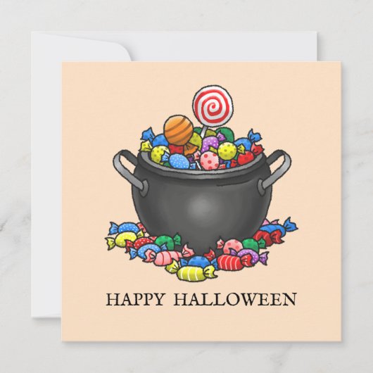 Trick oder Treat Candy Cauldron Karte (Vorderseite)