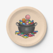 Trick oder Treat Candy Cauldron Pappteller (Vorderseite)