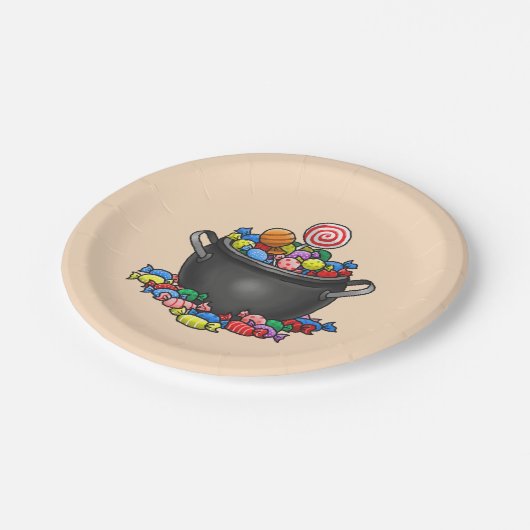 Trick oder Treat Candy Cauldron Pappteller (Schrägansicht)