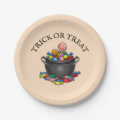 Trick oder Treat Candy Cauldron Pappteller (Vorderseite)