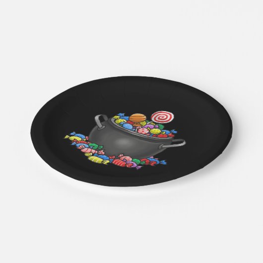 Trick oder Treat Candy Cauldron Pappteller (Schrägansicht)