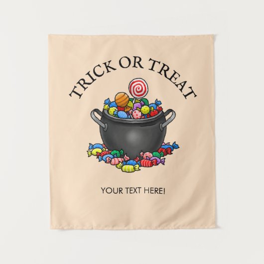 Trick oder Treat Candy Cauldron Wandteppich (Vorderseite)