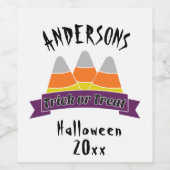 Trick oder Treat Candy Corn Halloween-Party Weinetikett (Einzelnes Label)