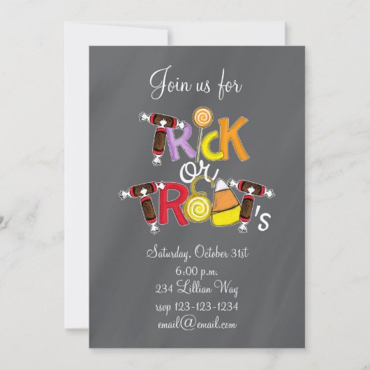 Trick oder Treat Candy Einladung (Vorderseite)