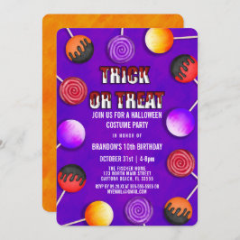 Trick oder Treat Candy Halloween-Kostüm Geburtstag Einladung
