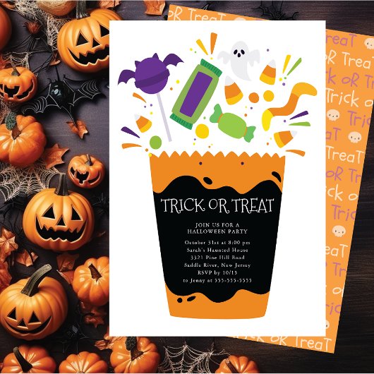 Trick oder Treat Candy Halloween-Party Einladung