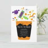 Trick oder Treat Candy Halloween-Party Einladung (Stehend Vorderseite)