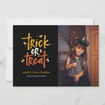 Trick oder Treat Candy Mais Halloween Fotokarte
