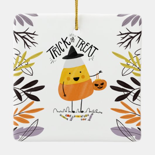 Trick oder Treat Candy Mais Halloween | Keramik-Or Keramikornament (Rückseite)
