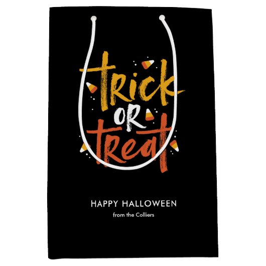 Trick oder Treat Candy Mais Halloween Mittlere Geschenktüte (Vorderseite)