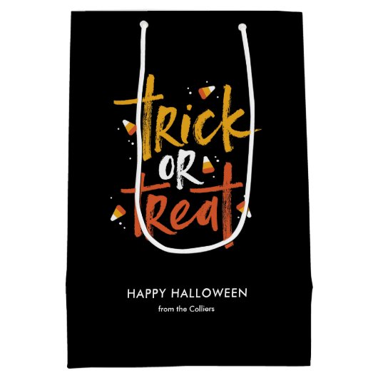 Trick oder Treat Candy Mais Halloween Mittlere Geschenktüte (Rückseite)