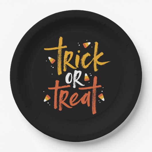 Trick oder Treat Candy Mais Halloween Pappteller (Vorderseite)