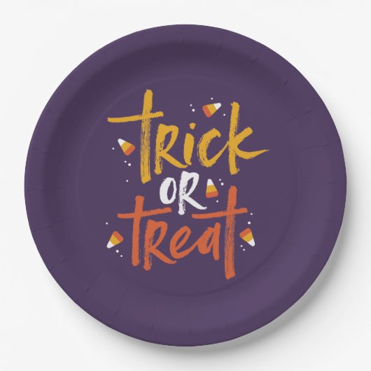 Trick oder Treat Candy Mais Halloween Pappteller (Vorderseite)