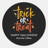 Trick oder Treat Candy Mais Halloween Runder Aufkleber (Vorderseite)