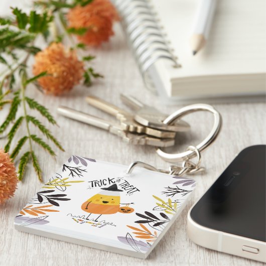 Trick oder Treat Candy Mais Halloween | Schlüssela Schlüsselanhänger (Vorderseite rechts)
