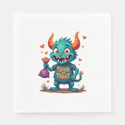 Trick oder Treat Candy Monster - Halloween T - Shi Serviette (Vorderseite)