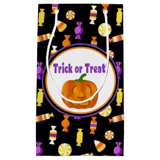 Trick oder Treat Candy Muster Halloween Paper Kleine Geschenktüte (Vorderseite)