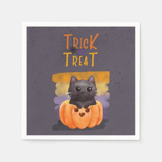 Trick oder Treat Cat Papier Napkins Serviette (Vorderseite)