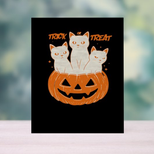 Trick oder Treat Cats Klassischer T - Shirt Acrylschild (Neutral)