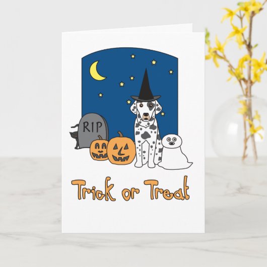 Trick oder Treat Dalmatiner Halloween Karte (Gelbe Blume)