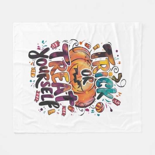 Trick oder Treat dich selbst Fleecedecke (Vorderseite (Horizontal))